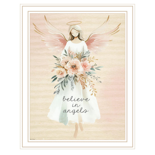 "Believe in Angels" by Nicole DeCamp , Ready to Hang Framed Print, White Frame