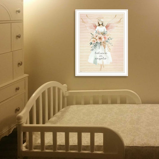 "Believe in Angels" by Nicole DeCamp , Ready to Hang Framed Print, White Frame