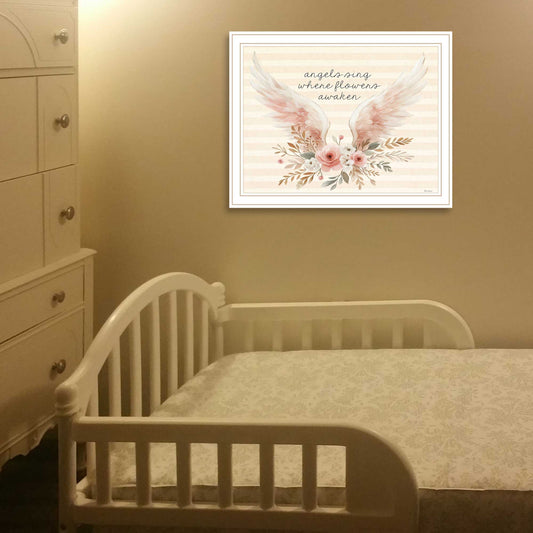 "Angels Sing Where Flowers Awaken" by Nicole DeCamp , Ready to Hang Framed Print, White Frame