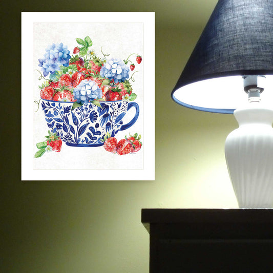 "Strawberry Delight" by Nicole DeCamp , Ready to Hang Framed Print, White Frame