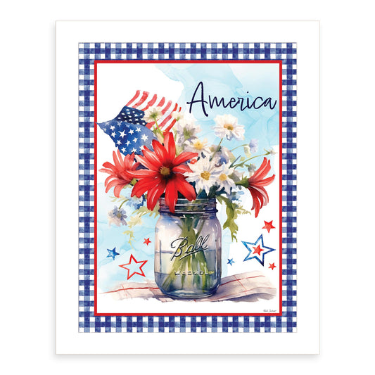 "America Bouquet" by Nicole DeCamp , Ready to Hang Framed Print, White Frame
