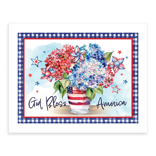 "God Bless America" by Nicole DeCamp , Ready to Hang Framed Print, White Frame