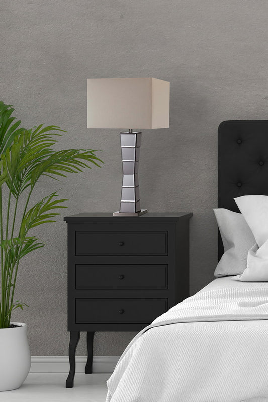 29.5-Inch Alistair Crystal Black Mirror Square Tower Table Lamp