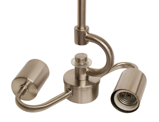 Brushed Nickel Dual-Light Pendant Fixture w/ Fabric Cord