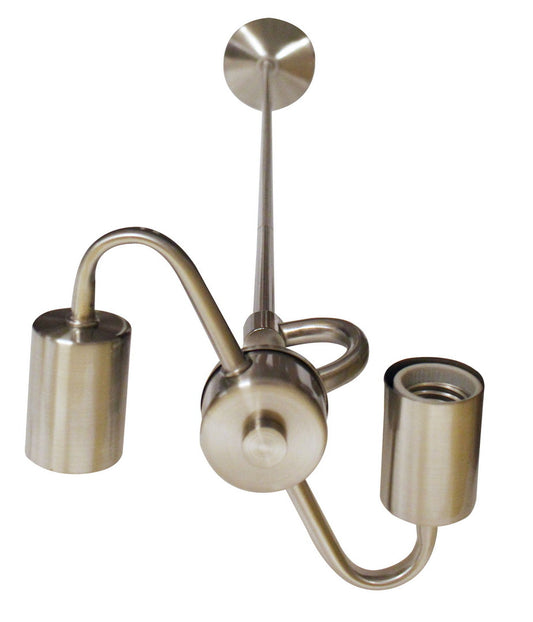 Brushed Nickel Dual-Light Pendant Fixture w/ Fabric Cord