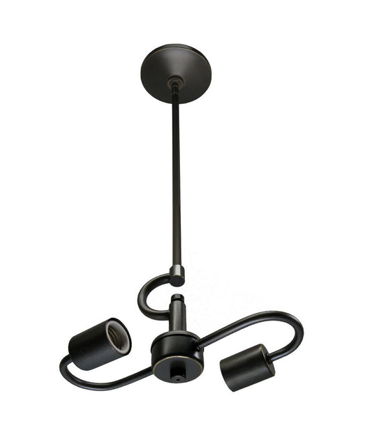 Oil Rubbed Bronze 2-Light Pendant Fixture w/ Fabric Cord