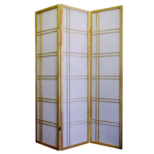 70" Tall 3-Panel Screen / Room Divider "Girard" with Natural Wood finish