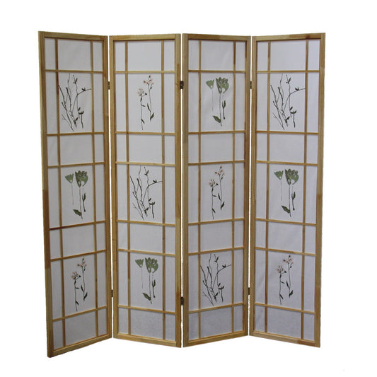 70" Tall 4-Panel Screen / Room Divider "Shoji", Natural Wood