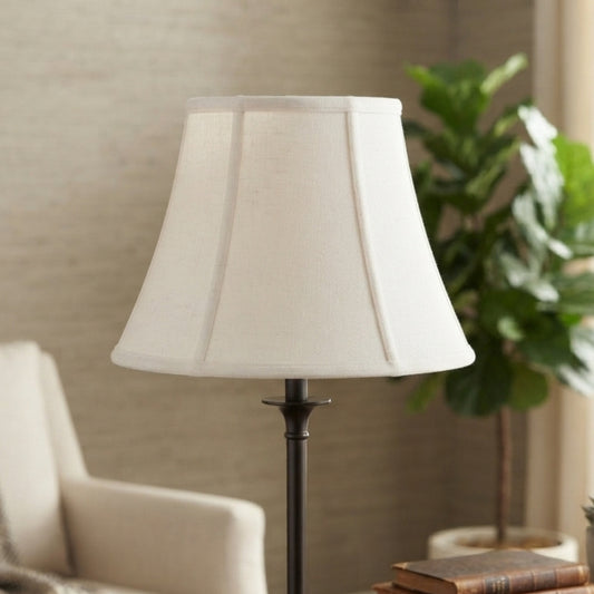 Cloth & Wire Deep Empire Softback Lampshade with Washer Fitter, White Natural Fabric Lampshade for Table Lamps, 9" Top x 18" Bottom x 13" Height