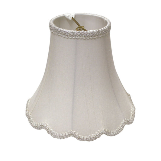 Scallop Bell Softback Lampshade, White Fabric, 5" x 10" x 8"