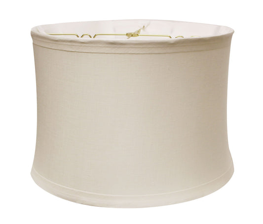 Cloth & Wire Drum No Hug with 1_ Trim Softback Lampshade with Washer Fitter, Snow Color Fabric Lampshade for Table Lamps, Natural Linen, 14_ Top x 15_ Bottom x 11_ Height