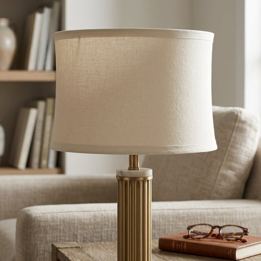 Cloth & Wire Drum No Hug with 1" Trim Softback Lampshade with Washer Fitter, Snow Color Fabric Lampshade for Table Lamps, Natural Linen, 16" Top x 17" Bottom x 12" Height
