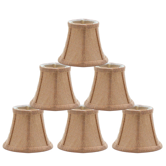 Burlap Chandelier Shade with Flame Clip Fitter(Set of 6) in Natural 3" Top x 5" Bottom x 4" Height