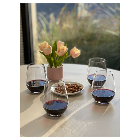 LeadingWare Oval Halo Tritan Highball Glasses Set of 4, 20oz, Unbreakable, BPA Free, Clear