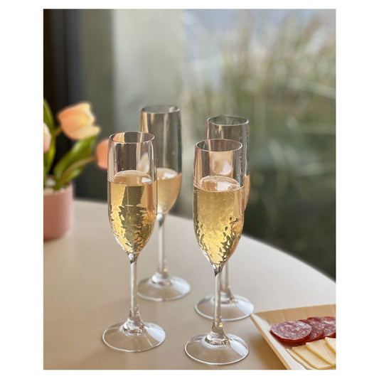 LeadingWare Tritan Lexington Plastic Champagne Flutes Set of 4 (6oz), Unbreakable Mimosa Glasses Plastic Champagne Glasses, Wedding Champagne Flutes