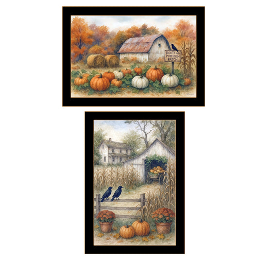 "Autumn at the Farm" 2-Piece Vignette by Anthony Smith Ready to Hang Framed Print, Black Frame