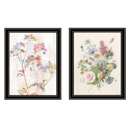 "Beauty of Botanical Impression" 2-Piece Vignette by Amber Sterling  Ready to Hang Framed Print, Black Frame