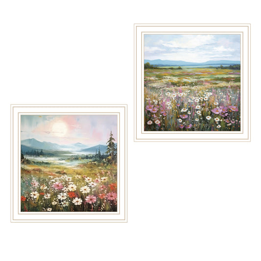 "Pastel Wildflower & Morning Glow" 2-Piece Vignette by Heidi Kuntz Ready to Hang Framed Print, White Frame