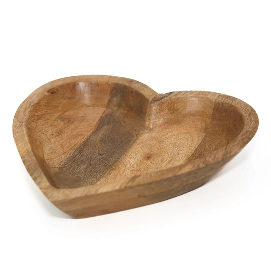 Food Safe Large Wood Heart Bowl, Natural